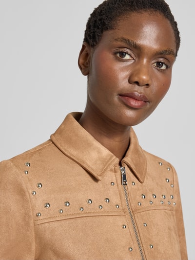 Zero Jacke in Leder-Optik mit Nietenbesatz Hellbraun 3