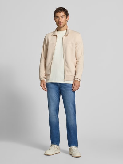 s.Oliver RED LABEL Regular Fit Sweatjacke aus Baumwoll-Mix Beige 1