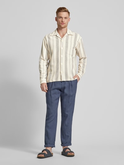 Jack & Jones Premium Regular fit vrijetijdsoverhemd met streepmotief, model 'BLAMANFRED' Zand - 1