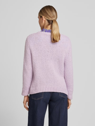 Oui Gebreide pullover met ronde hals Lila - 5