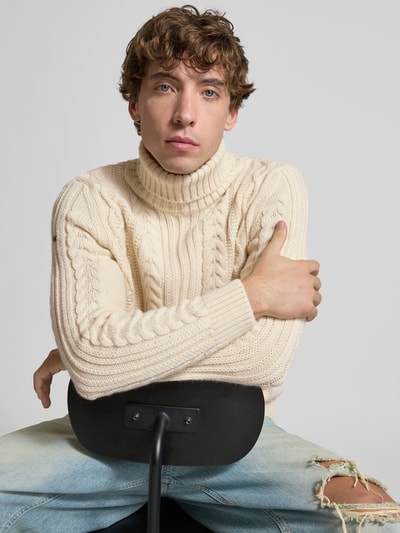 Superdry Gebreide pullover met kabelpatroon, model 'Jacob' Offwhite - 3