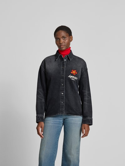 Kenzo Jeansbluse mit Knopfleiste Dunkelgrau 4