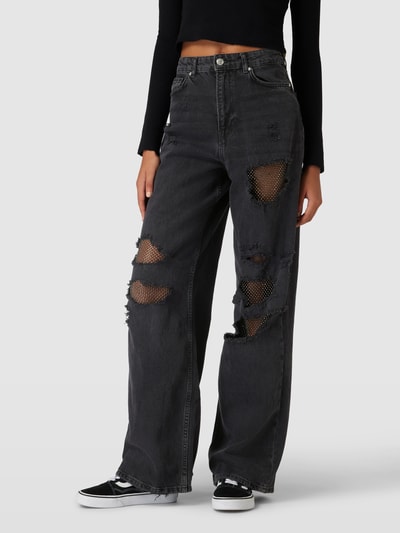 Review Baggy jeans in DESTROYED-look met strass Zwart - 4