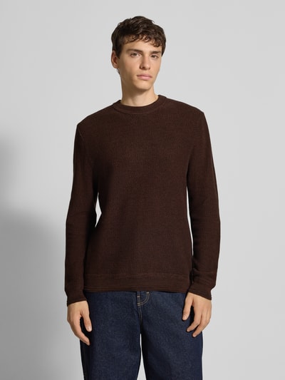 Superdry Sweter z dzianiny z prążkowanymi wykończeniami Ciemnobrązowy 4