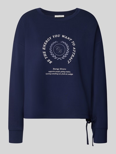 Produktfoto, Sweatshirt mit Bändel und Frontprint von Christian Berg Woman, navyblau, Oversized, Material-Mix mit Modal-Anteil, Rundhalsausschnitt