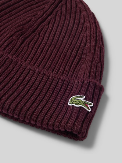 Lacoste Mütze aus Wolle mit Logo-Patch Bordeaux 2