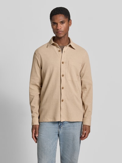 ROY ROBSON Slim Fit Freizeithemd mit Brusttasche Taupe 4