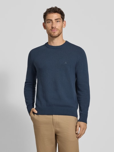 Marc O'Polo Sweter z dzianiny o kroju regular fit z mieszanki bawełny i żywej wełny Szaroniebieski 4