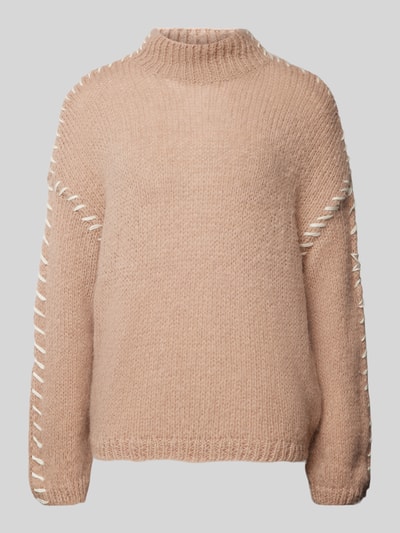 Vila Gebreide pullover met ribboorden, model 'CHOCA' Beige - 2