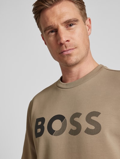 BOSS Green Sweatshirt mit Label-Print Beige 3