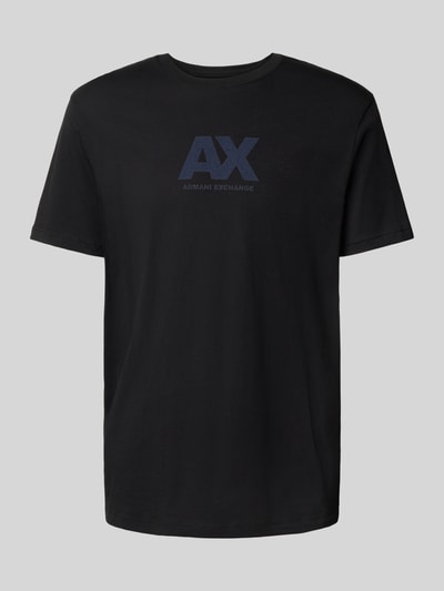 ARMANI EXCHANGE T-shirt o kroju regular fit z czystej bawełny z nadrukiem z logo Czarny 2