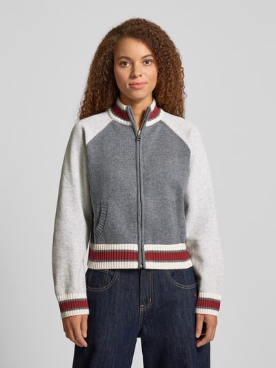 Guess Jeans Kurtka z dzianiny ze stójką model ‘ZIPPED BACK INTARSI’ Jasnoszary 4