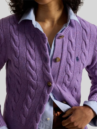 Polo Ralph Lauren kardigan rozpinany w kroju regular fit z wełny z domieszką kaszmiru Jasnofioletowy 3