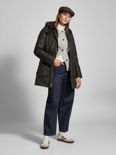 Barbour Jack met capuchon en klepzakken, model 'BOWER WAX' Olijfgroen - 1