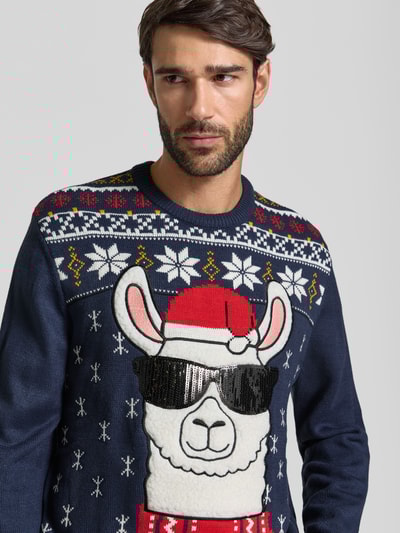 Montego Sweter z dzianiny z prążkowanymi wykończeniami Granatowy 3