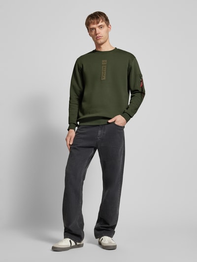 Alpha Industries Sweatshirt mit Label-Print Oliv 1