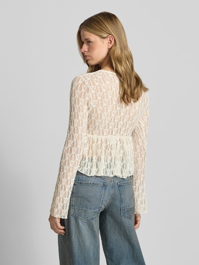 ONLY Shaped Fit Blusentop mit Bindeverschluss Modell 'LAYA' Ecru 5