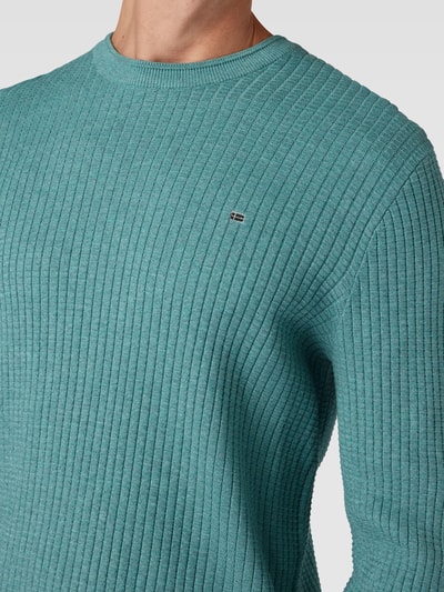 Christian Berg Men Gebreide pullover met structuurmotief Metallic turquoise gemêlee - 3