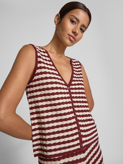 Jake*s Collection Strickweste mit Knopfleiste Bordeaux 3