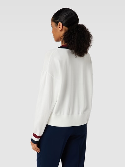 Tommy Hilfiger Pullover aus reiner Viskose mit Kontraststreifen Ecru 5