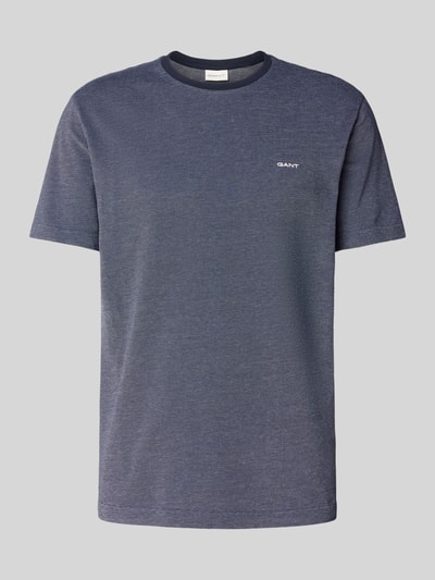 Gant T-Shirt mit Strukturmuster Marine 2