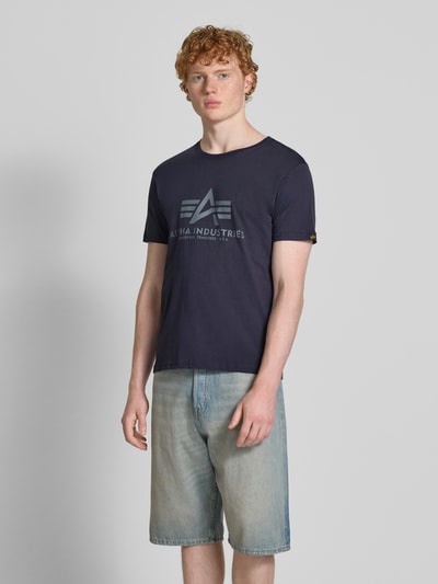 Alpha Industries T-Shirt mit Label-Print Dunkelblau 4