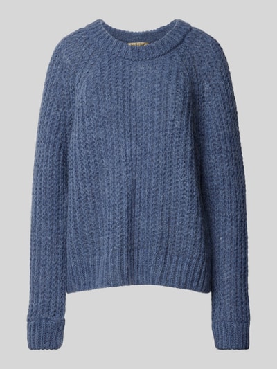 Smith and Soul Gebreide pullover met ajourpatroon Rookblauw - 2