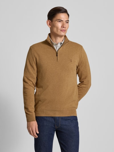 Polo Ralph Lauren Gebreide pullover van wol met opstaande kraag en ritssluiting Camel - 4