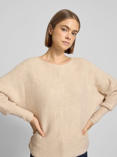 ONLY Regular Fit Strickpullover mit Fledermausärmel Modell 'DANIELLA' Ecru Melange 3