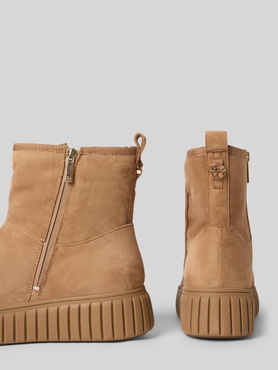 Produktfoto, Chelsea Boots aus reinem Rindsleder von Tamaris, Optik: Unifarben, Lederoptik, strukturierte Sohle, Veloursleder, Logo-Prägung, Reißverschluss