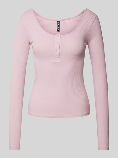 Pieces Slim Fit Langarmshirt mit Baumwolle Modell 'KITTEN' Rosa 1