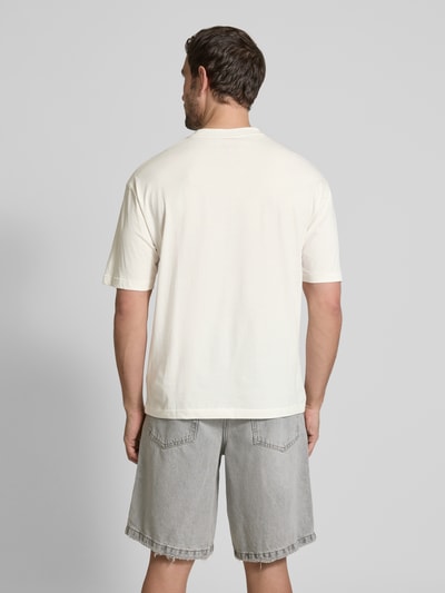 HUGO T-shirt met labelprint, model 'Duwom' Offwhite - 5