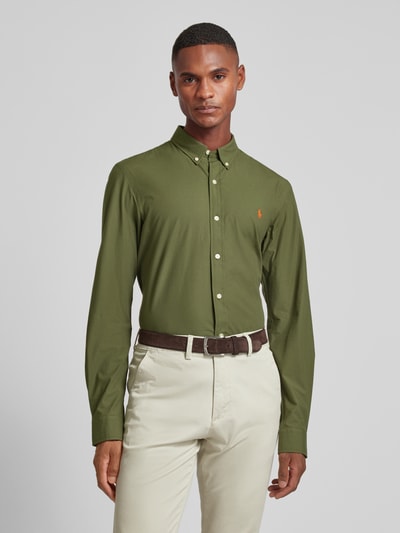 Polo Ralph Lauren Slim fit vrijetijdsoverhemd met logostitching Olijfgroen - 4