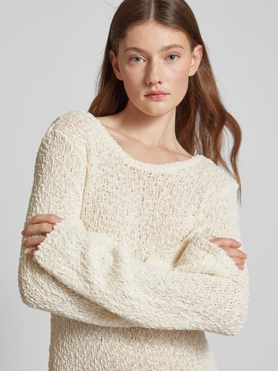 Gina Tricot Knielange gebreide jurk in bouclélook Offwhite - 3