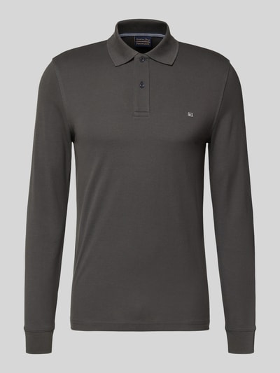 Christian Berg Men Poloshirt met labelstitching  Antraciet - 2