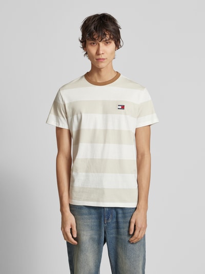 Tommy Jeans T-shirt met labelstitching Beige - 4