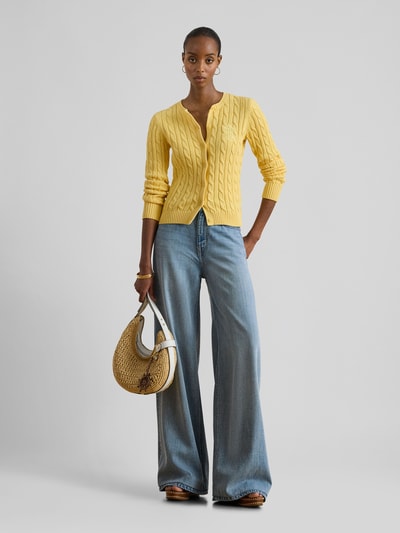 Lauren Ralph Lauren Kardigan z dzianiny z czystej bawełny, krój slim fit Jasnożółty 1