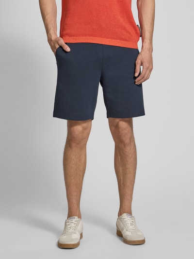 BOSS Regular fit sweatbermuda met logo-applicatie, model 'Leoni' Marineblauw - 4