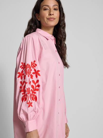 Jake*s Casual Knielanges Hemdblusenkleid mit Stitchings Fuchsia 3
