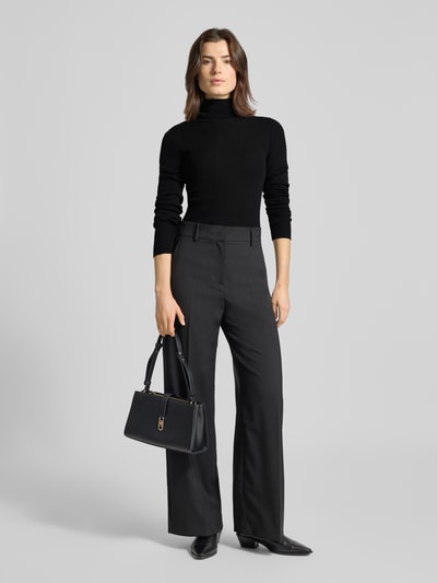 JOOP! Gebreide pullover met geribde col, model 'Kalis' Zwart - 1