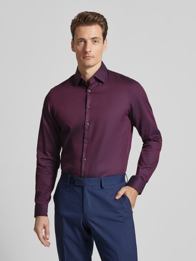 Jake*s Koszula biznesowa o kroju slim fit z kołnierzykiem typu kent Oberżynowy 4