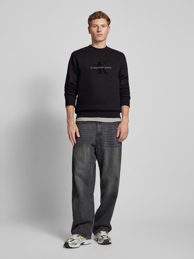 Calvin Klein Jeans Sweatshirt met labelstitching Zwart - 1