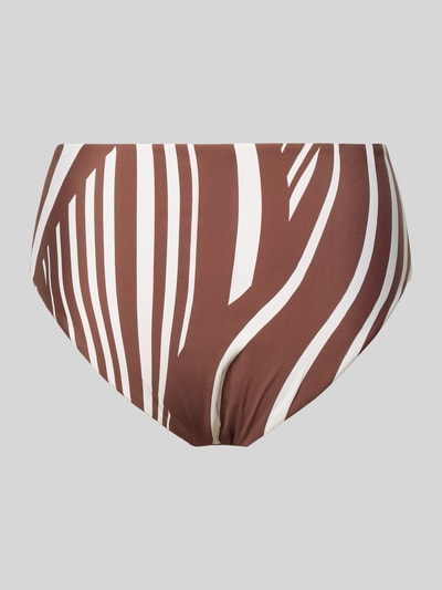 Produktfoto, Slim Fit Bikini-Hose in High-Waist-Optik Modell 'Coastline' von Seafolly, braun-weißes Streifenmuster, elastischer Material-Mix