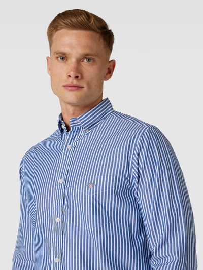 Gant Regular fit vrijetijdsoverhemd met streepmotief, model 'POPLIN' Blauw - 3