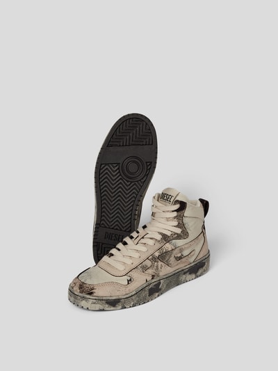 Diesel High Top Sneaker aus echtem Rindsleder Beige 5