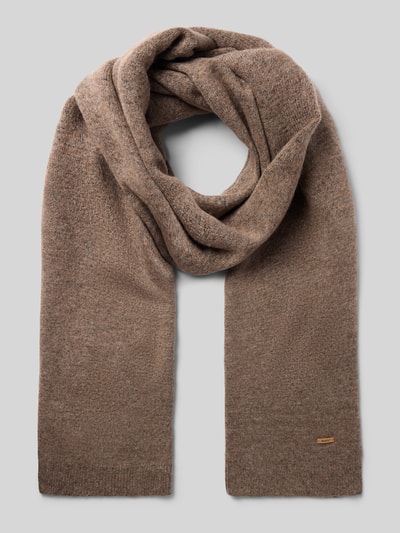 Produktfoto, Schal mit Label-Patch Modell 'Witzia' von Barts aus weichem braunem Strick, melierte Textur, Damen Schal von Barts