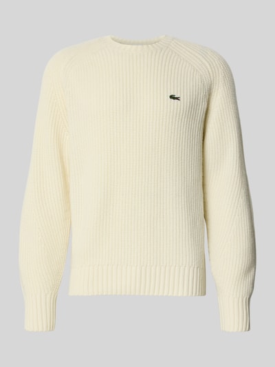 Lacoste Regular Fit Strickpullover aus reiner Wolle Offwhite 2