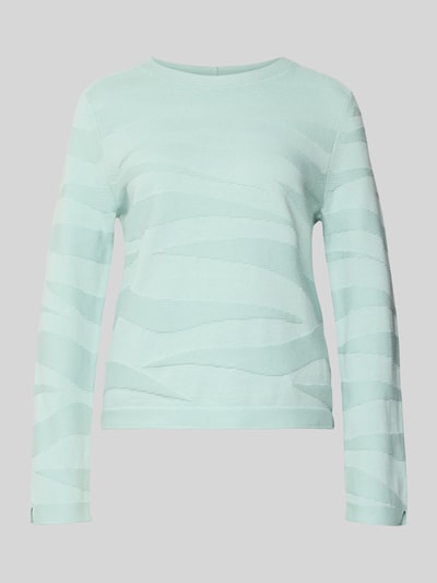 Produktfoto, Regular Fit Pullover aus reiner Baumwolle van Tom Tailor in effen lichtgroen met structuurpatroon, ronde hals, fijne brei, lange mouw met gerolde zoom, materiaal puur katoen