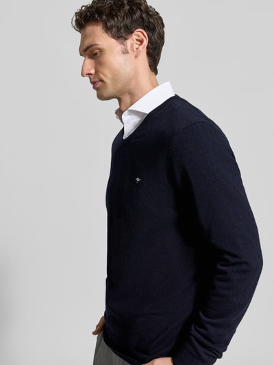 Fynch-Hatton Regular Fit Strickpullover aus Baumwoll-Mix mit Kaschmir-Anteil Marine 3
