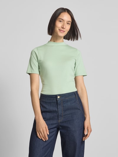 Christian Berg Woman T-shirt met geribde opstaande kraag Lindegroen - 4